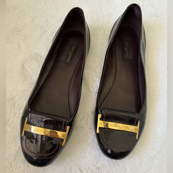 Louis Vuitton Shoes - Louis Vuitton Burgundy Patent Leather Loafer Flats